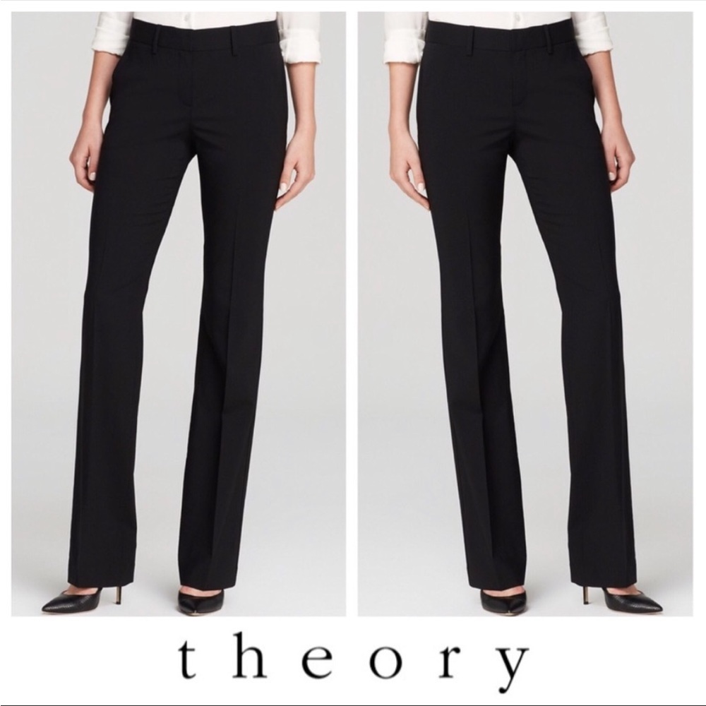 Theory Women's Black Straight Leg Pants